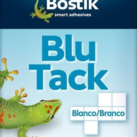 BOSTIK Blu Tack Blanco, Masilla Adhesiva Cuarteada, Moldeable y Reutilizable, Fijación de Todo Tipo de Objetos, Limpia, Segura y Fácil de Usar, Sustituye Chinchetas y Cintas Adhesivas, Sobre 55 g