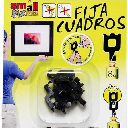 fischer - Fija Cuadros para Colgar sin hacer agujeros, Capacidad de Carga de Hasta 8 Kg, Reutilizable y Sin Agujeros, Ideal para Cartón Yeso, Yeso y Madera, Color Negro, (Paquete de 8 Unidades)