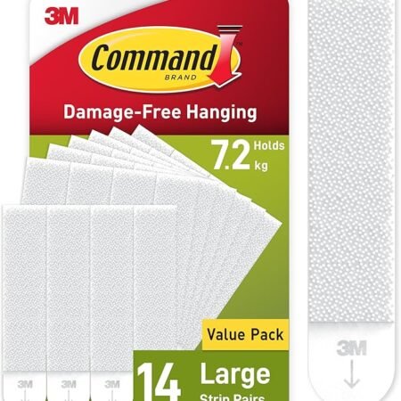 Command Tiras Adhesivas para Colgar Cuadros Grandes, Pack Ahorro de 14 x 2 Tiras Blancas - Para Marcos, Espejos, Letreros, o Relojes de Pared - Colgar Sin Agujeros y Sin Taladrar