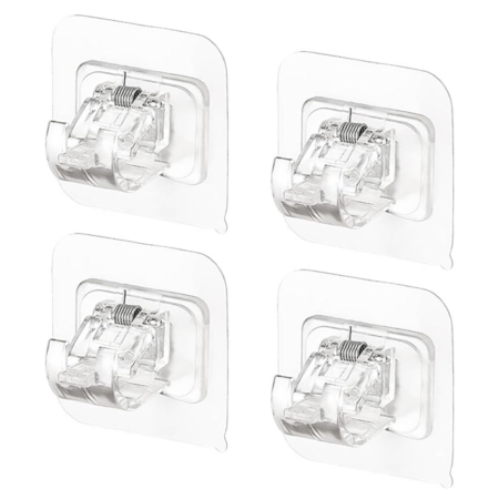 Greyoe - Soporte para barra de cortina, ganchos adhesivos transparente de 4 piezas, para cocina, cuarto de baño